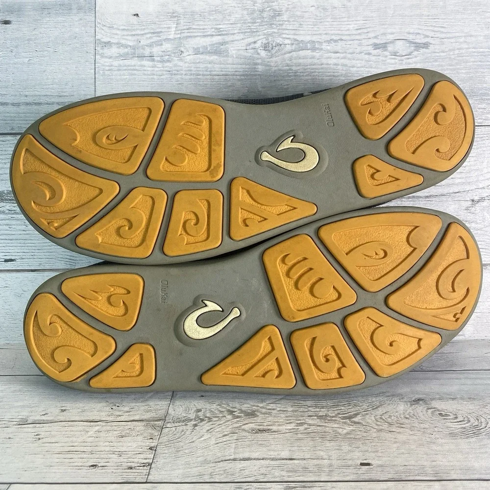 OluKai Nohea Mesh Loafers Mens 12 Gray Orange Slip On Shoes Comfort Casual Beach
